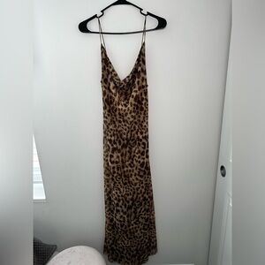 Zara Leopard Print Slip Dress | Cowl Neck Maxi Dress | Chic Night Out